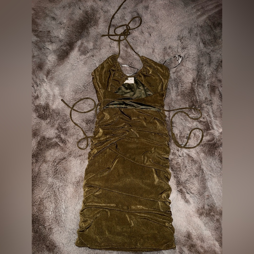 Olive Green Halter Dress